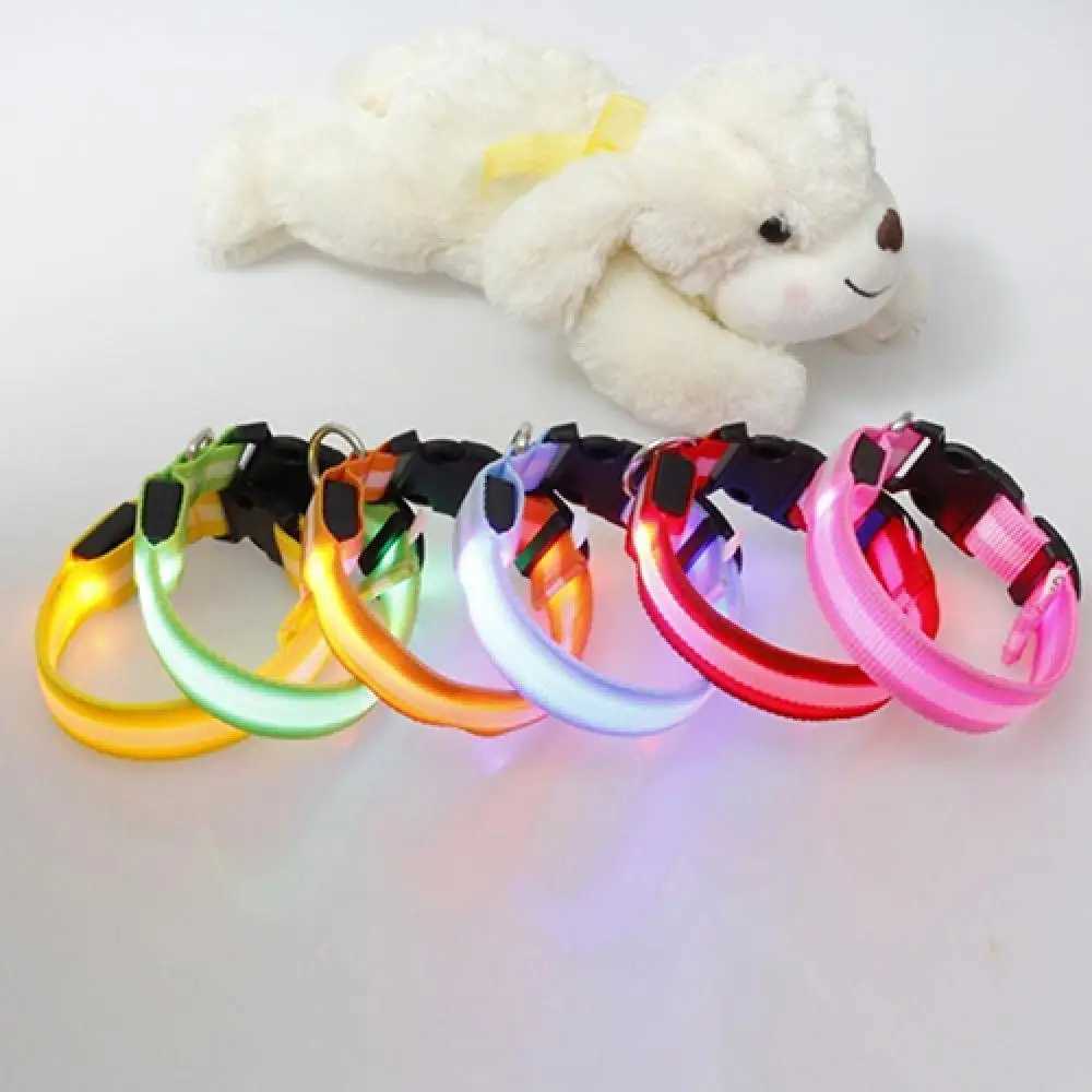 LED Dog Anti-lost Collar Glowing Luminous LED Light Pet Collar For Small Medium Large Dogs Collars Leads Safety Necklace W250219