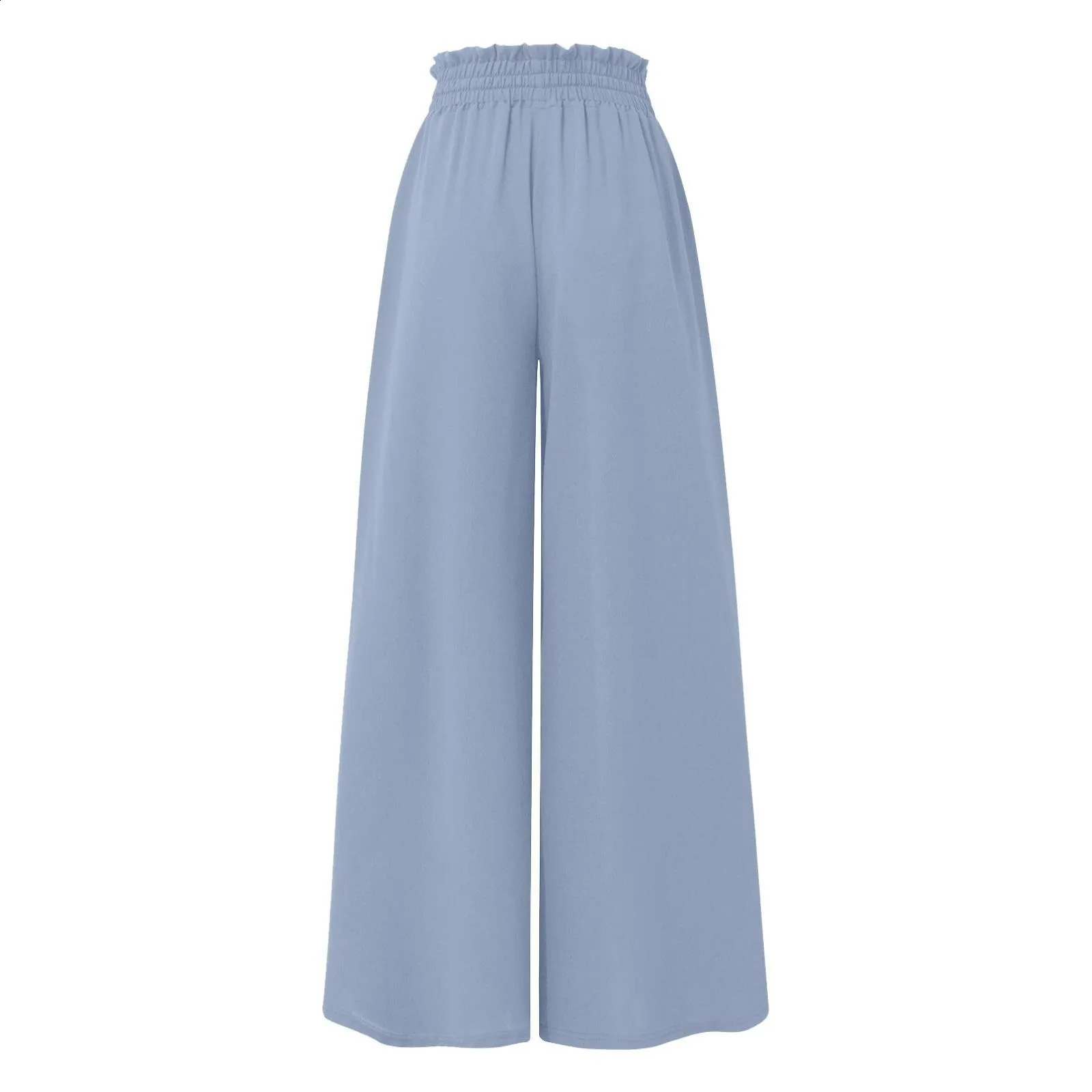 Women Wide Leg Pants Elastic Waist Drawstring Oversized Trousers Korean Fashion Pantalones Y2k Boho Solid Color Beach Pants 250218