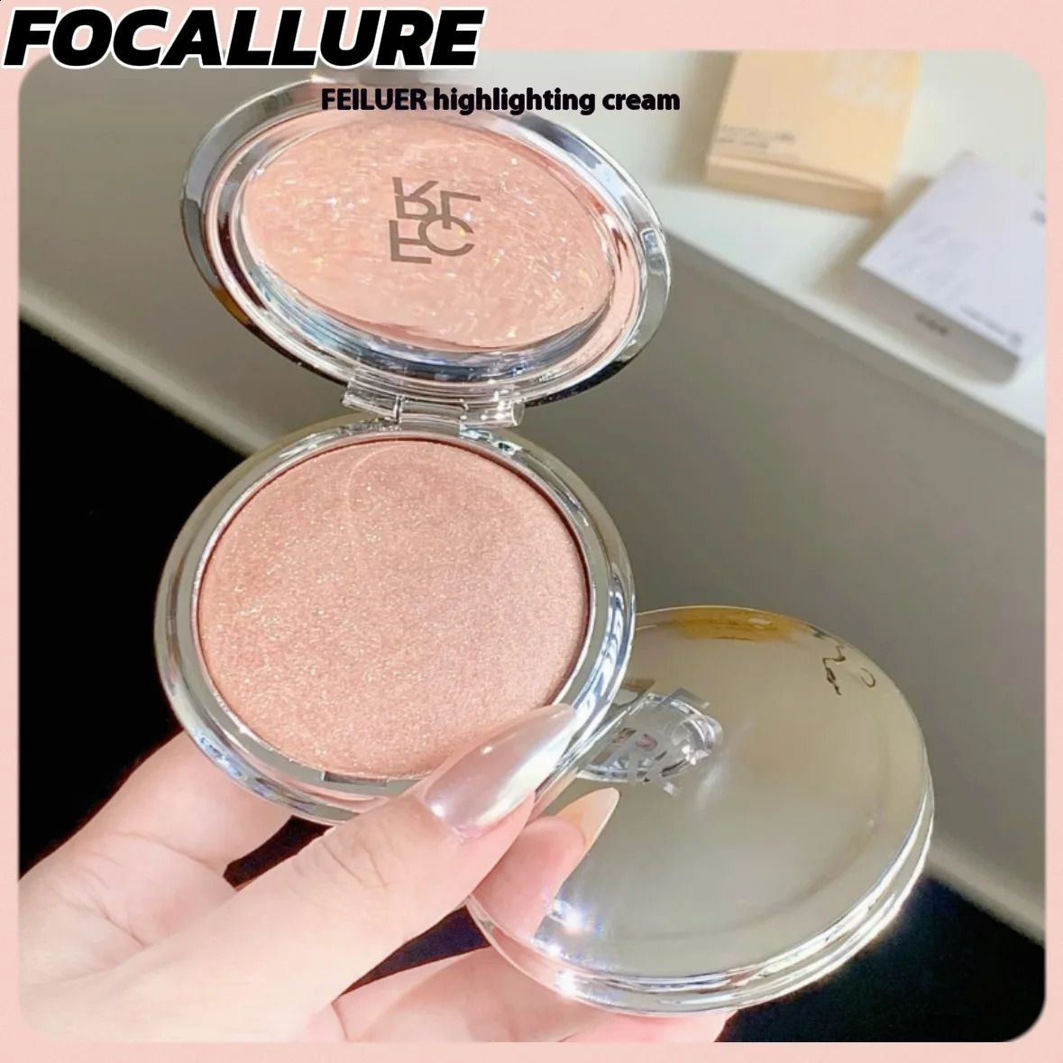 FOCALLURE Highlighter Bronzer Cream Monochrome Highgloss Giltter Long Lasting Natural Matte Concealer Contouring Makeup 250214