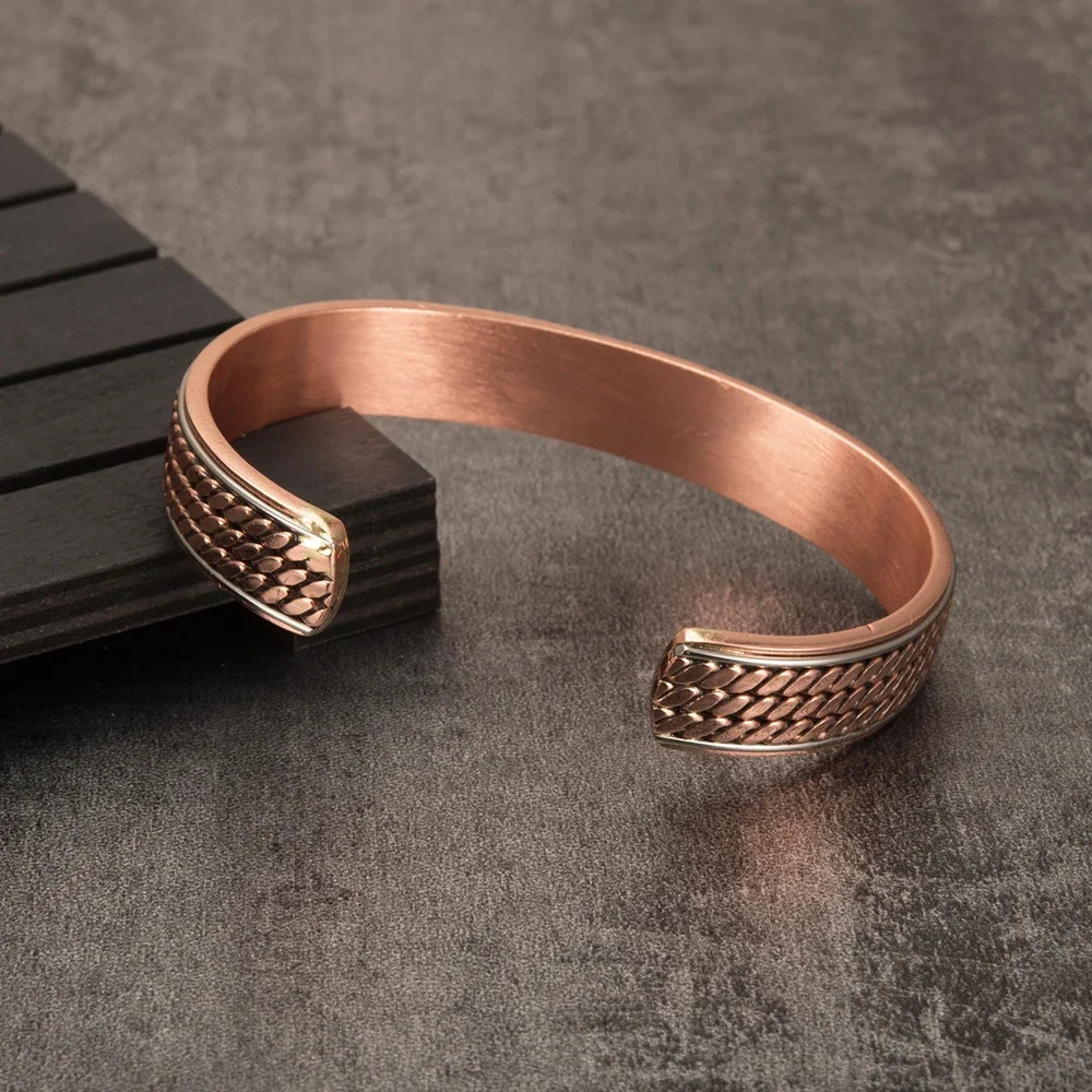 Twisted Pure Copper Bracelets Men Health Energy Magnetic Bracelet Benefits Men Adjustable Cuff Bracelets Bangles Health Copper 250219 - view 6