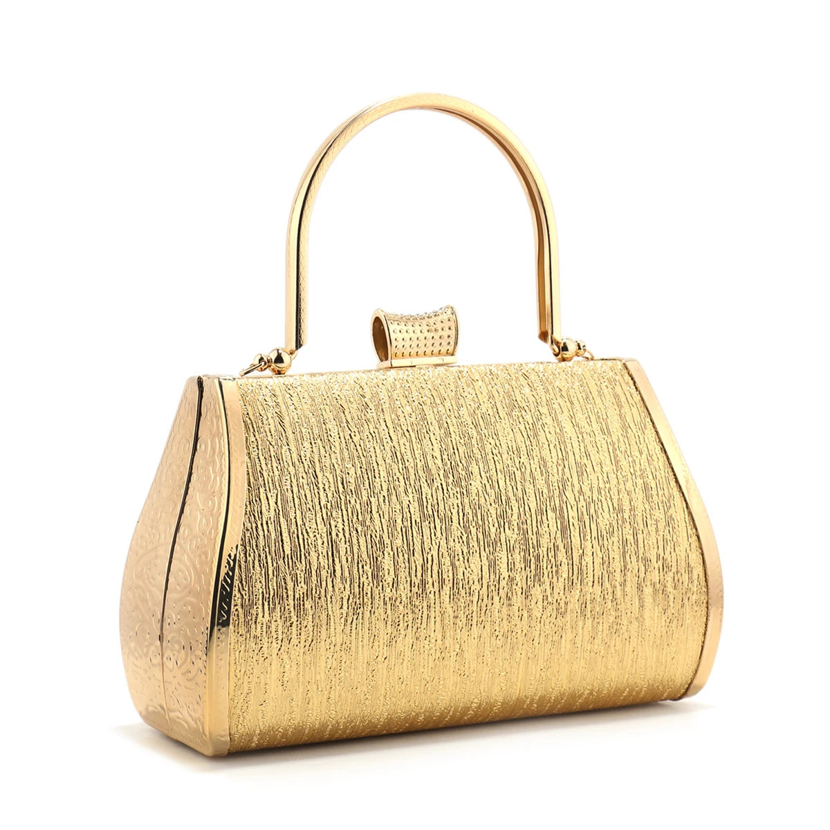 Rhinestones Bucket Women Evening Clutch Golden Metal Handle Handbags Crystal Flower Vintage Perfect n Box Holder 250218