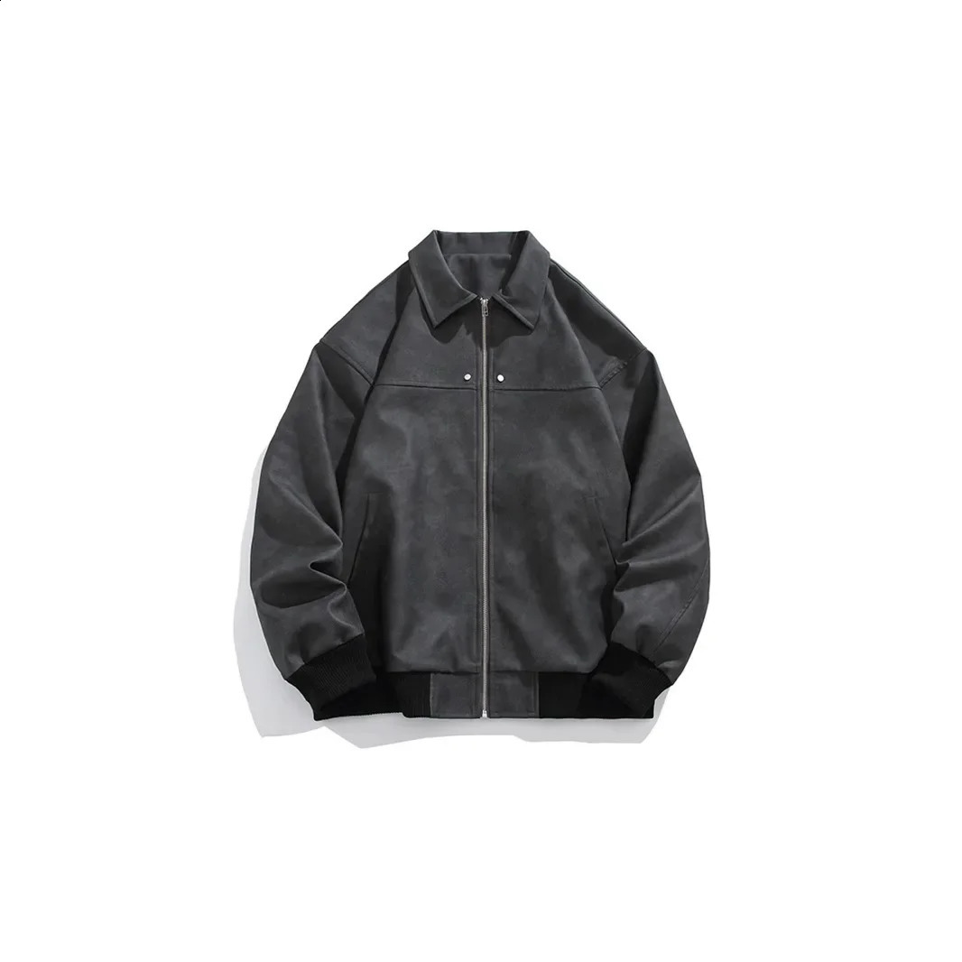 Maillard Brown Leather Jacket For Men Trendy Vintage American Style Loose Fit Fashion Coat Spring Autumn Winter Season 250214