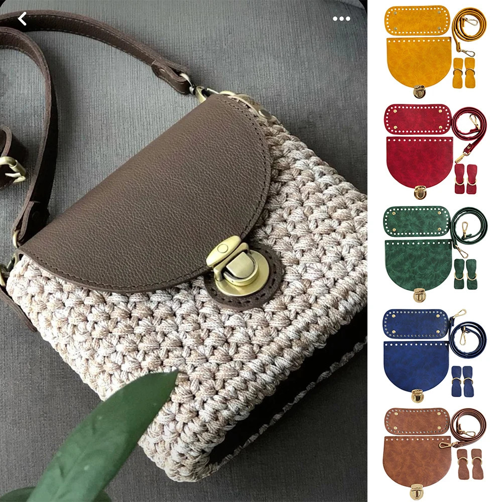 1Set Bag Bottom Flap Cover Strap Buckle DIY Handhag Shoulder Strap Woven Bag Accessories Vintage Bag Straps Handbag Parts 250214