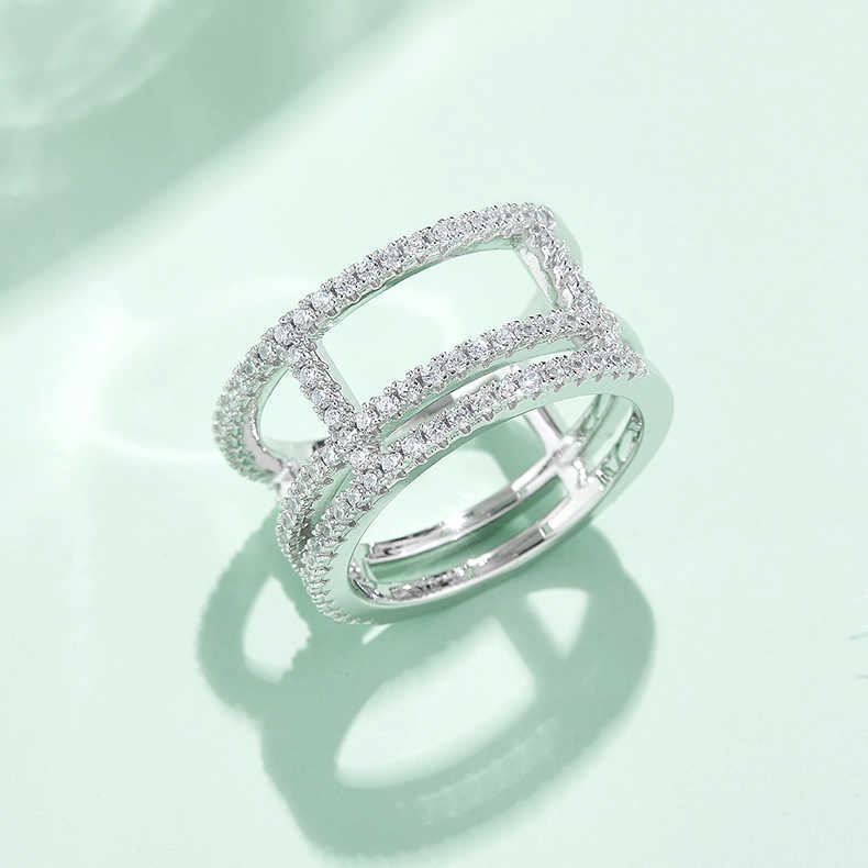Luster Unique Alternative Womnes White Gold Plated 925 Silver Double Bar H Curve Moissanite Eternity Band