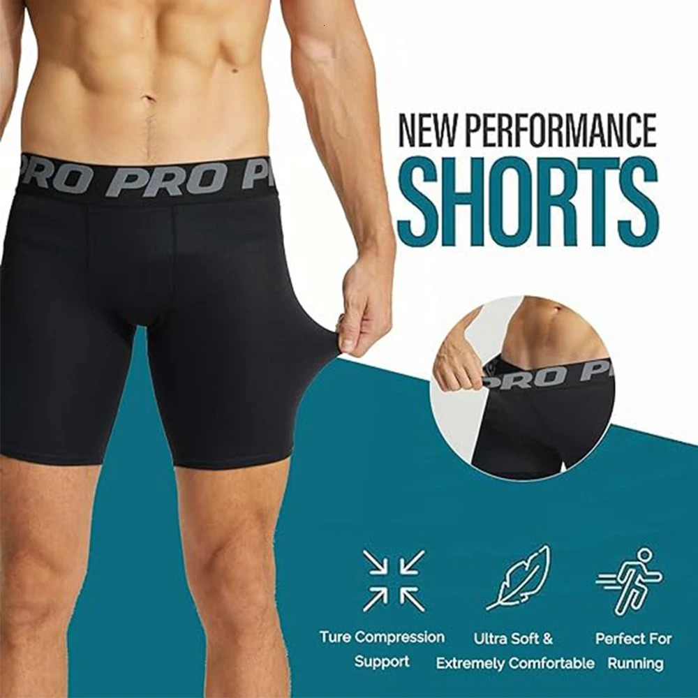 3 Pack Compression Shorts Men Quick Dry Workout Underwear Boxer Brief Biking Running Athletic Training Tights Sport Short 250219