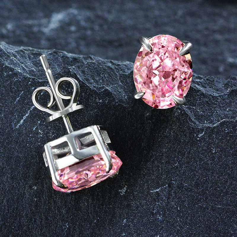 Luster Jewelry Soild Silver 4.5ct Light Luxury Wedding Moissanite Women Earrings With pink Diamond