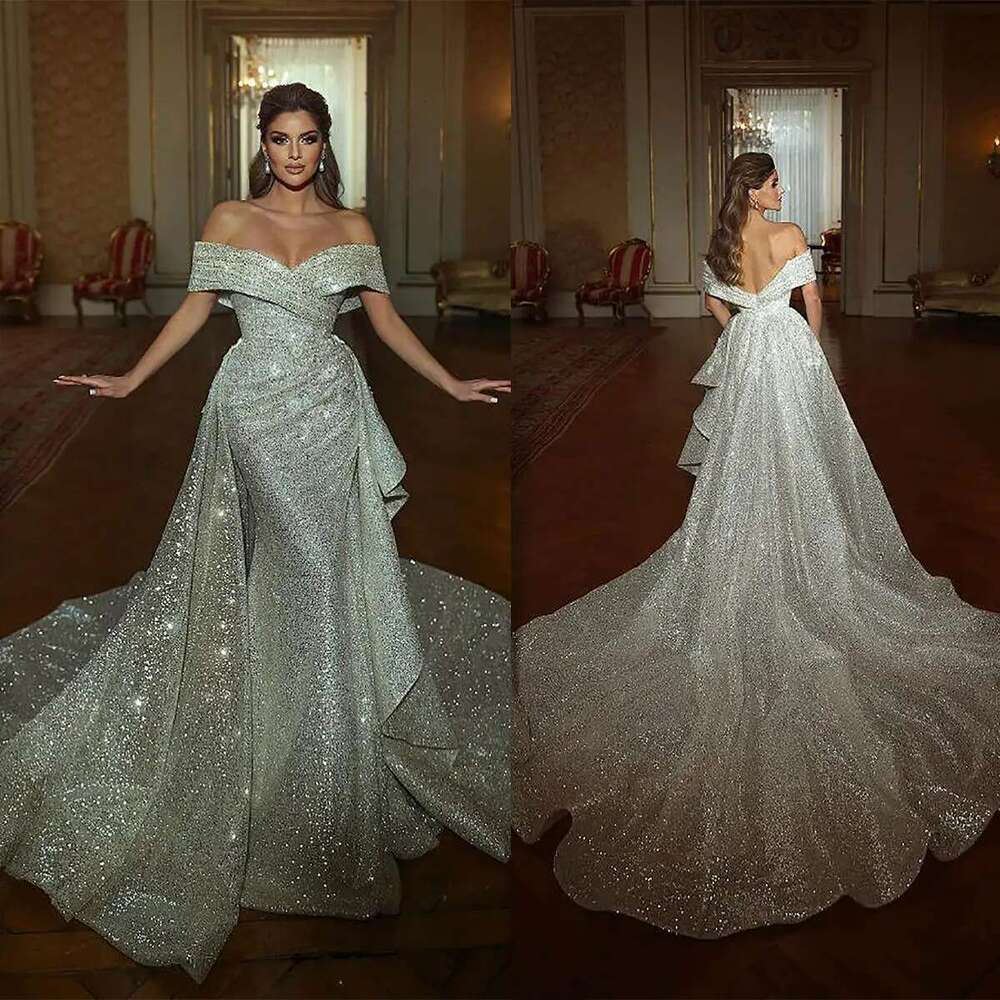 Princess Wedding Dress Mermaid Off Shoulder Strapless Sequined Sleeveless or-Length Bridal Gowns Vestido De Noiva Custom Made