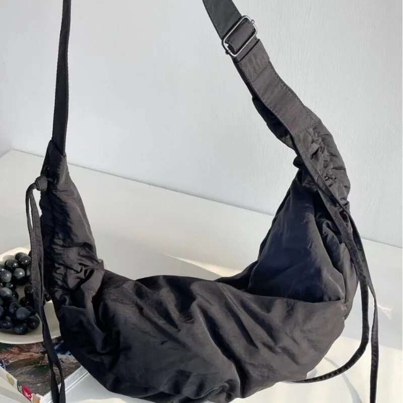 Crescent Hobo Pleated Strap Shoulder Crossbody Horn Bag Large Capacity Casual Ladies Half Moon