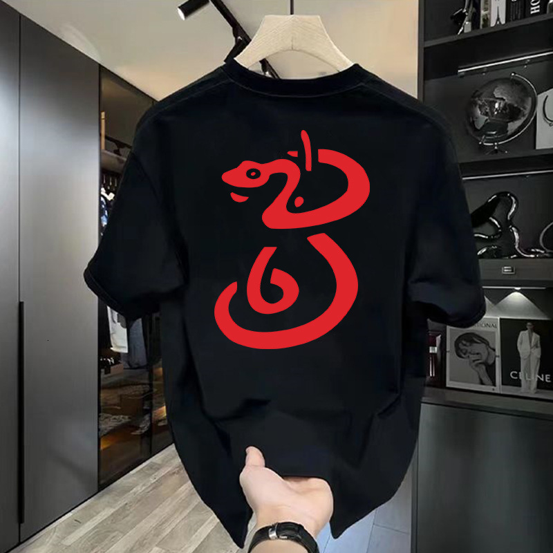2025 New Personalized Printed Short Sleeved T-shirt For Men Designer T-shirt Hip-hop Retro Style Round Neck Solid Color Bottom Shirt Summer Casual Top