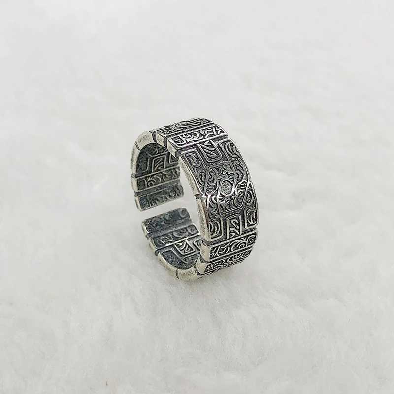 Retro Tang Grass Pattern Ring For Men Silver Color Punk Gothic Open Ring Handmade Rock Hiphop Unisex Jewelry Accessories GiftXJ250219