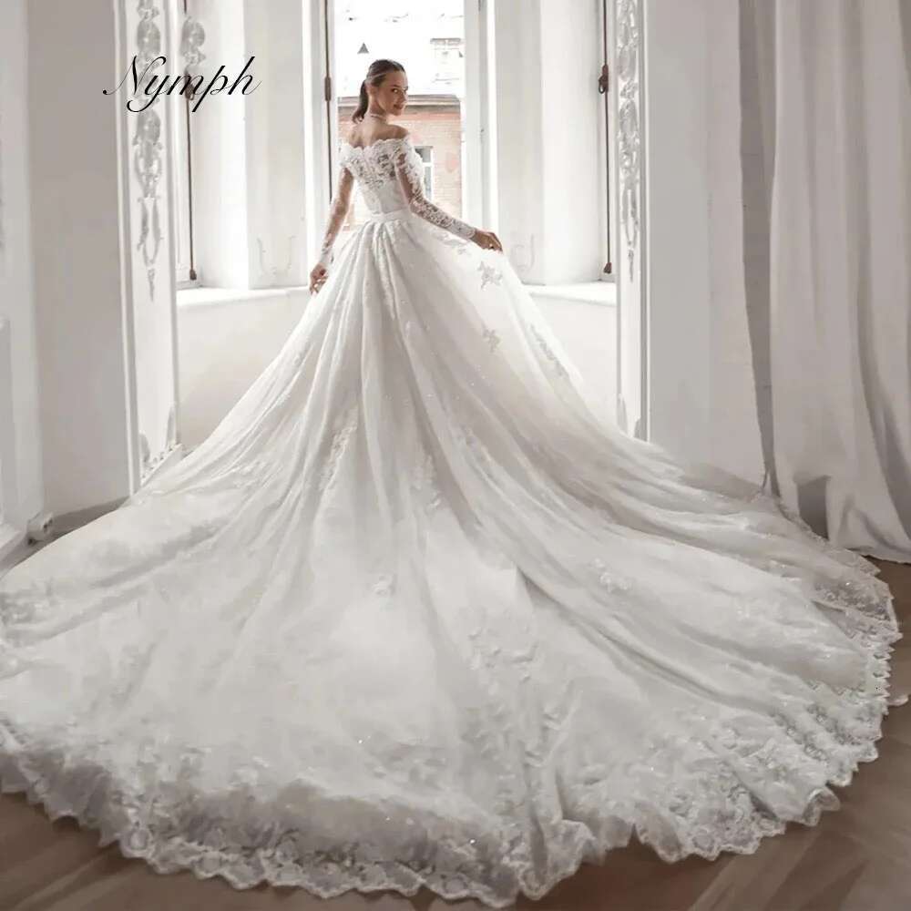 Customized Mermaid Wedding Dresses For Women Lace Sequins Bridal Gown Long Sleeves Skirt Detachable Train Dress