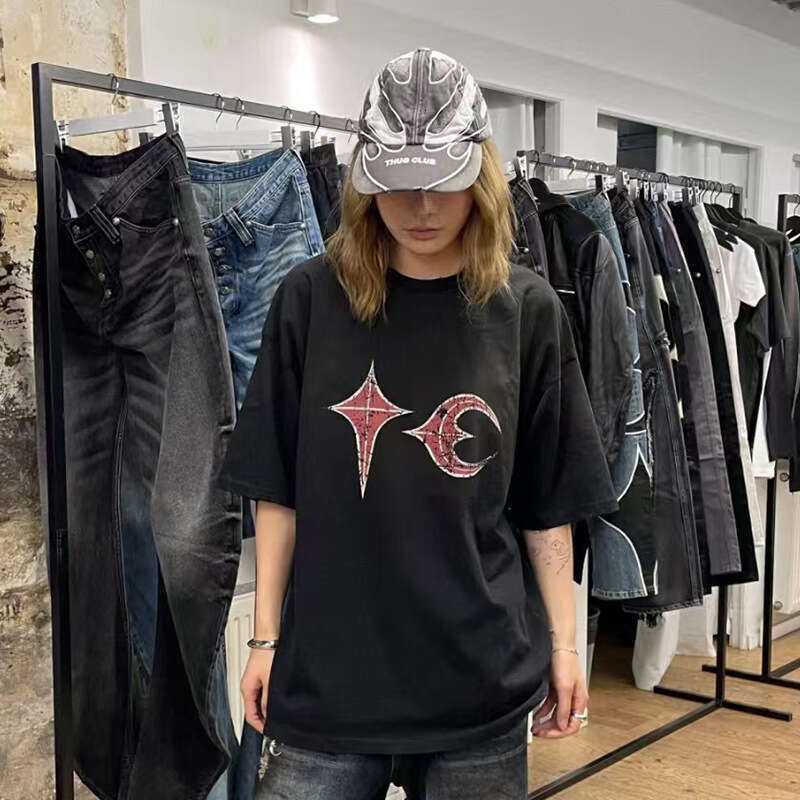 Thug New 25SS Trendy Brand Club Waste Soil Style Men's and Women's Heavy Industry Old Wear Short Sleeve T-shirt Summer