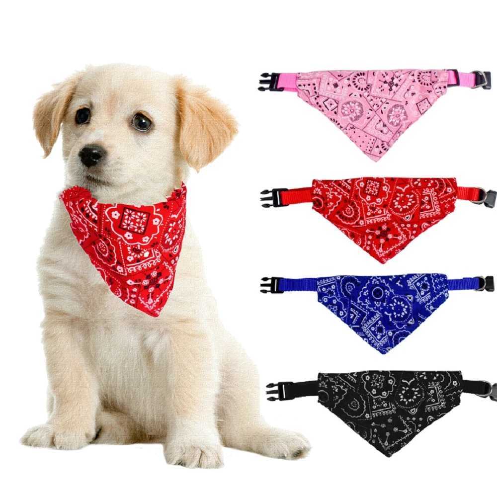 Pet Dog Neck Scarf Puppy Cat Dog Collar Bandana Collar Scarf with Leather Collar Cute Adjustable Small Dog Collars Pet Puppy Cat W250219