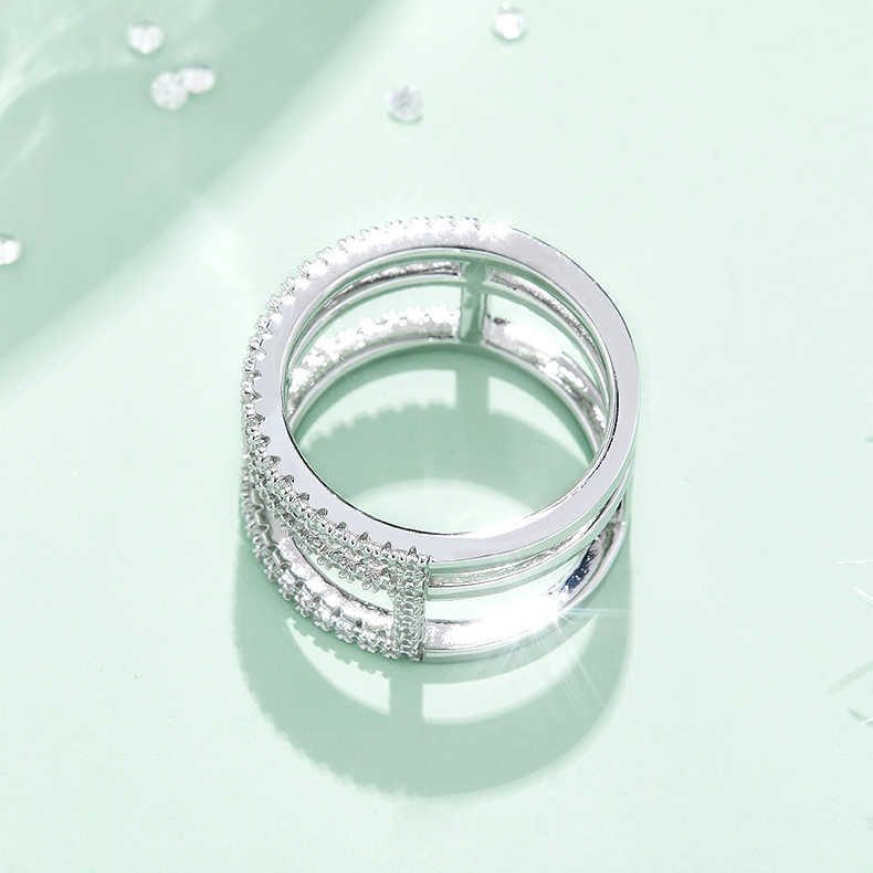 Luster Unique Alternative Womnes White Gold Plated 925 Silver Double Bar H Curve Moissanite Eternity Band