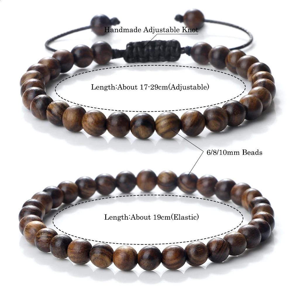 Buddha 6810mm Wooden Beads Vintage Handmade Bracelets Prayer Black Rosewood Bracelet Men Women Yoga Meditation Jewelry 250213