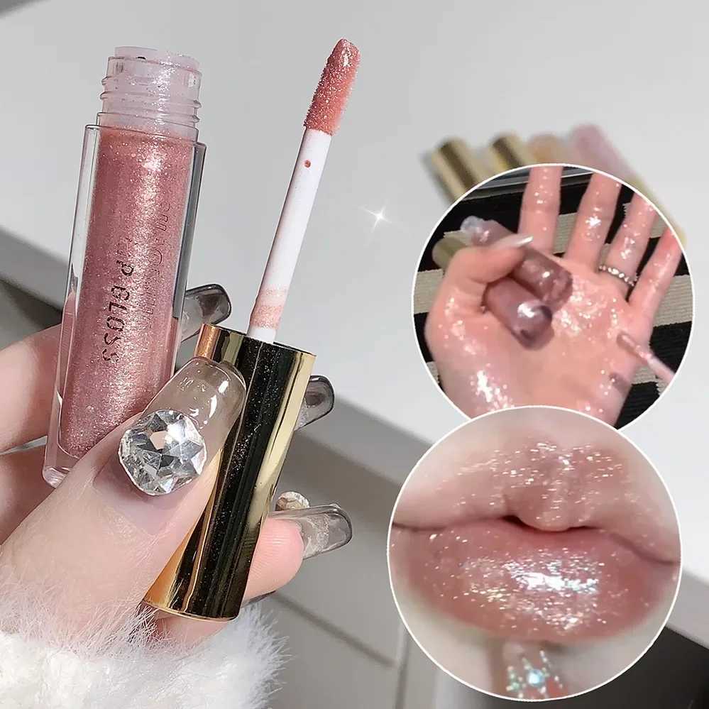 Glitter Liquid Lipstick Shimmer Metallic Clear Mirror Lip Gloss Plumping Oil Moisture Shine Lip Tint Sparkling Diamond Lip OilW250219