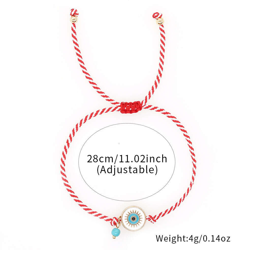 Fashionable minimalist Maltis with eyes, turquoise red and white rope, women's bracelet