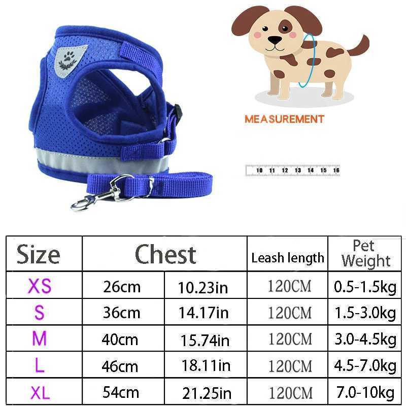 Reflective Safety Pet Dog Harness and Leash Set for Small Medium Dogs Cat Harnesses Vest Puppy Chest Strap Pet accessories W250219