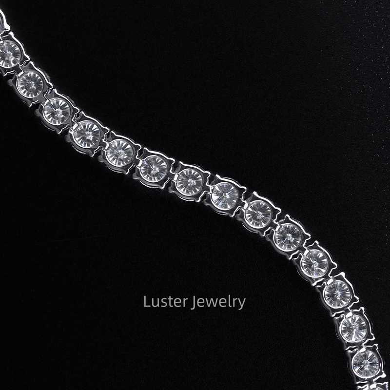 Luster Jewellery VVS D White 3/4/5mm Chain 925 Sterling Silver Moissanite Tennis Bracelet