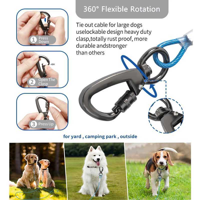 Dog Tie Out Cable10/20/30/50 Feet Dog Leash Yard Walking Leash Wire Dog Leash with Premium Clip for Dogs Under 250 lbsXJ250218