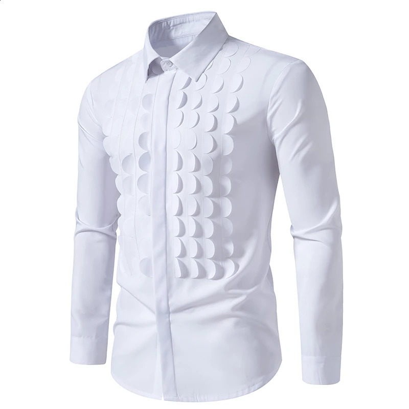 Men Long Sleeve Shirts Double Breasted Henry Collar Mens Dress Shirts Casual Male Clothes Chemise Shirt Homme Shirt S42 250214