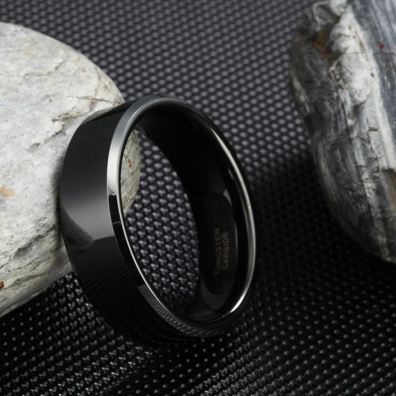 Somen 6mm 8mm Black Tungsten Carbide Ring Polished Flat For Men Wedding Band Engagement Rings Mens Jewelry anillo hombre 250218