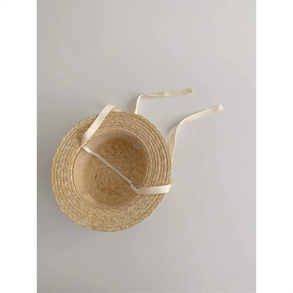Summer Childrens Sun Hat Bag Printed Bow Girls Panama Hat Childrens Sun Protection Beach Straw Hat Bag 250219