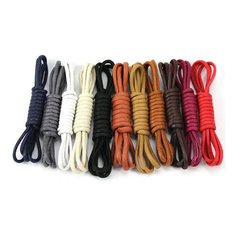1 Pair Shoelaces Leather Cotton Waxed Waterproof Men Shoe Lace For Shoes Strings Women Round laces Boot 250219