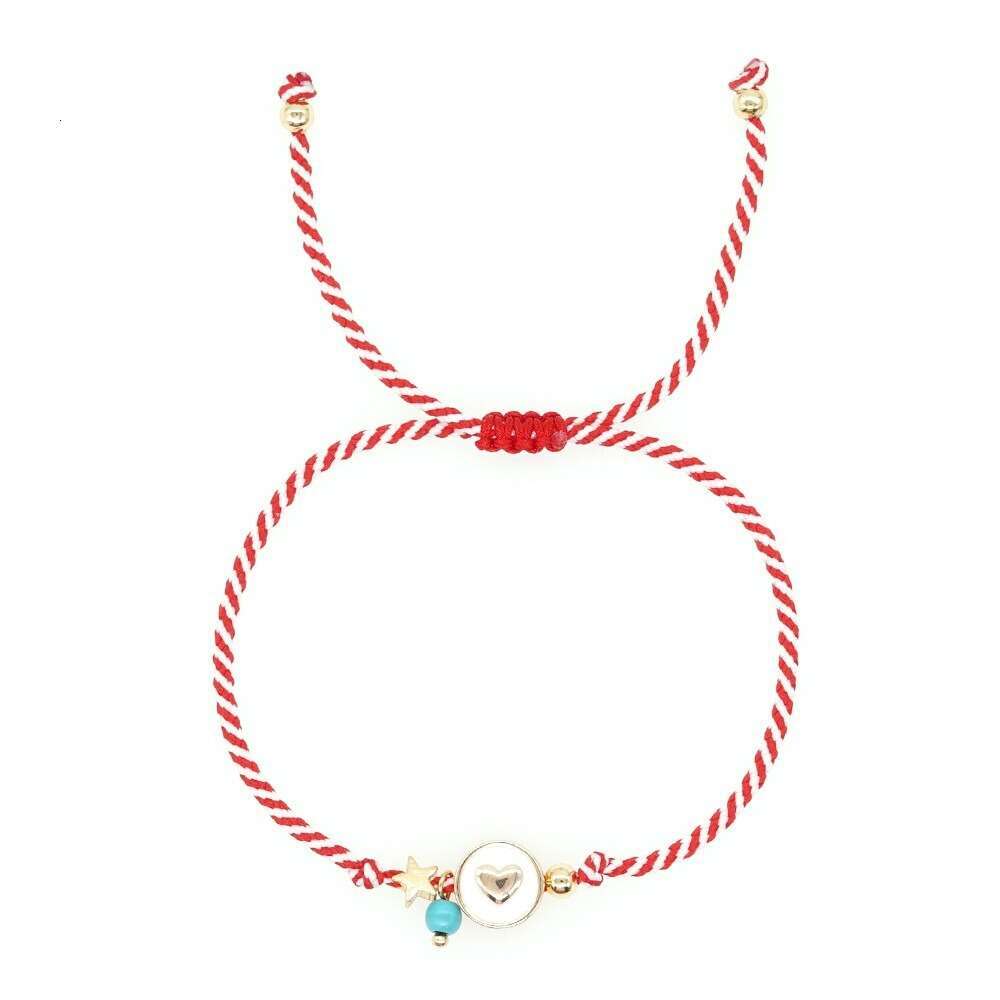 Fashionable minimalist Maltis with eyes, turquoise red and white rope, women's bracelet