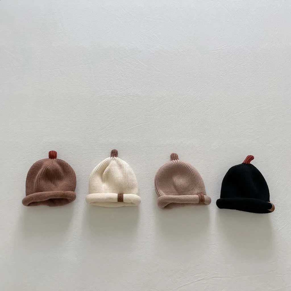 Korean Cute Baby Beanie Hat Autumn Winter Childrens Knitted Hat Earrings Warm Wool Hat Girls and Boys Elastic Soft Hat 250219