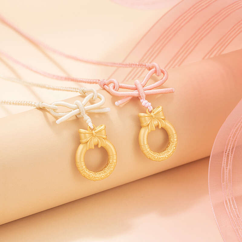 Princess on the run, 999 sier women's sweet and cute style, hand woven necklace, ins, light bow pendant