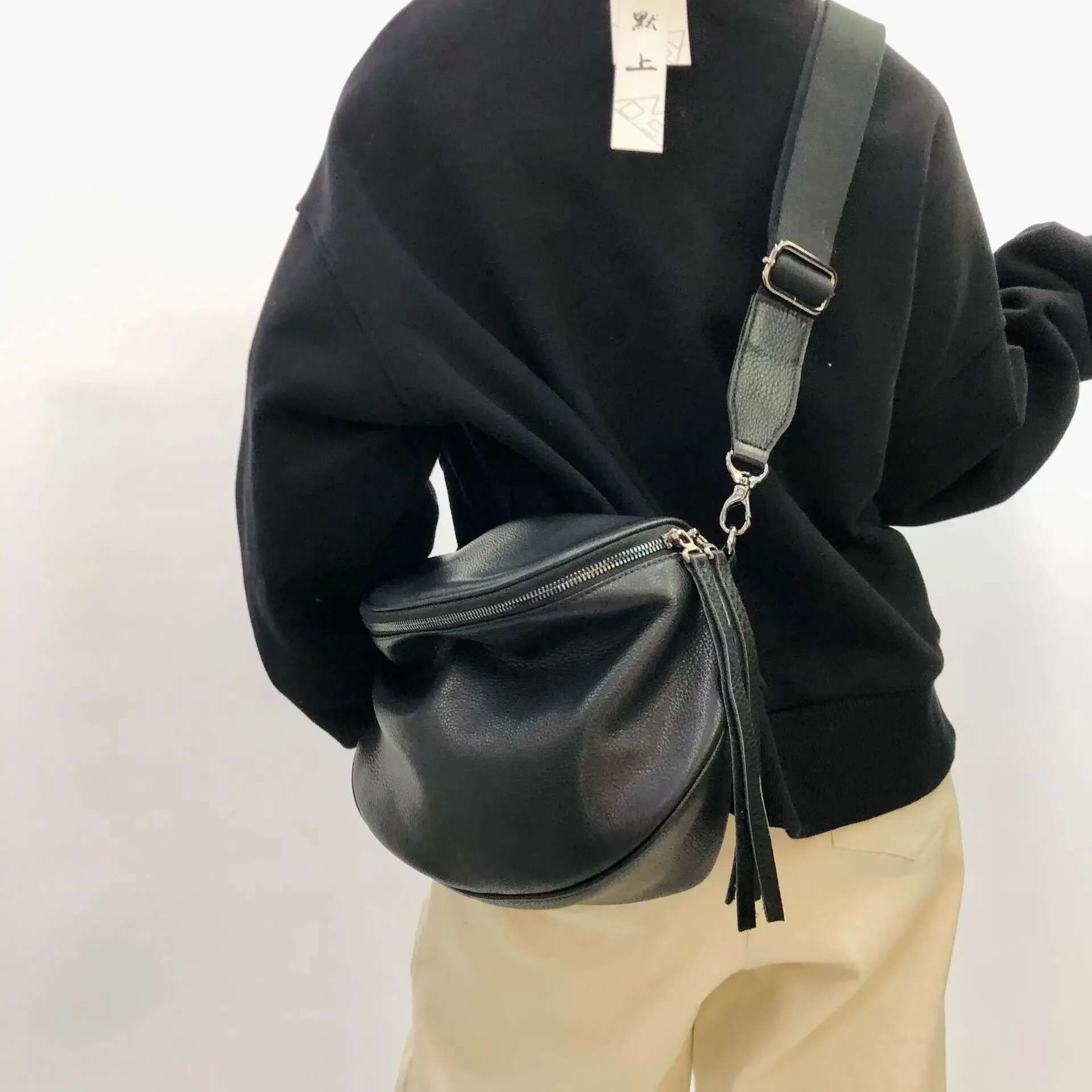 Handmade Genuine Leather Soft Saddle Bag Women's Personalized Chest Bag, Large Capacity Shoulder Handbag, High-Quality Crossbody