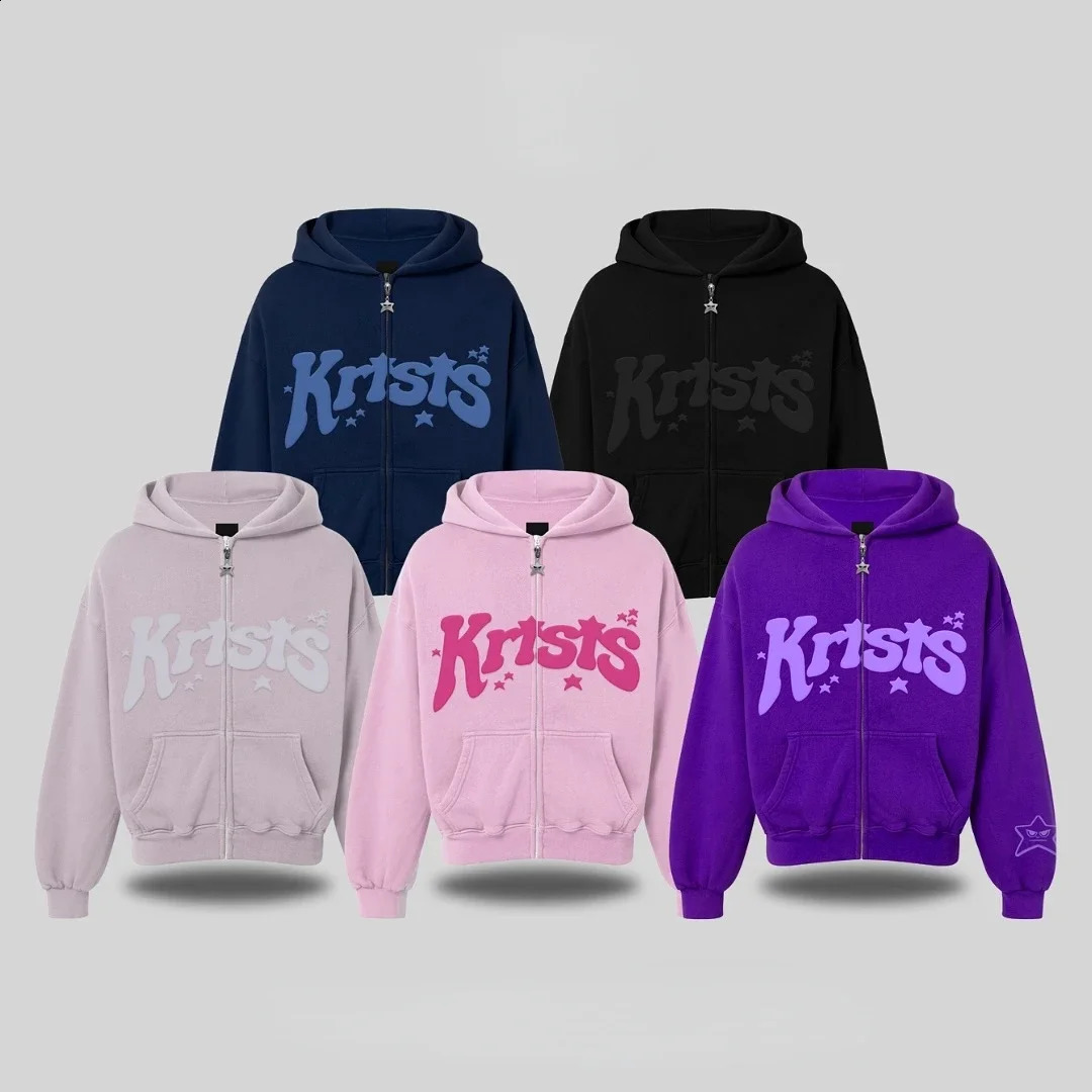 2000s Fashion Zip Up Hoodie American Harajuku Hip Hop Oversized Hoodie Sweatshirt Mens Womens Coat Tops Unisex Hoodie Streetwear 250218