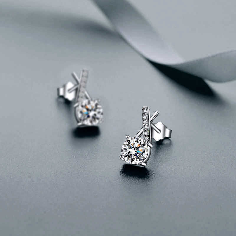 Luster Advanced Trendy Style 1carat D White Moissanite 925 Sterling Silver Gemston Jewelry Women Earrings