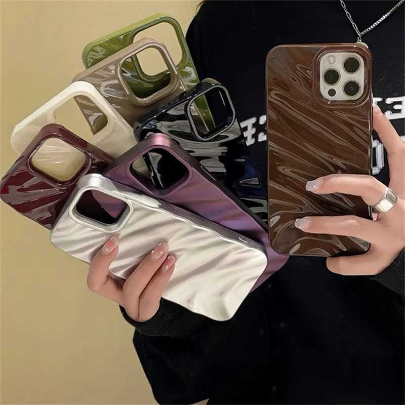 New Arrival Luxury 3D Glossy Wavy 15 14 Pro Max Phone Case For iPhone 11 12 13 14 15 Pro Max X Xr Xs 7 8 Plus Se 3 Shockproof Cover Gift O250219