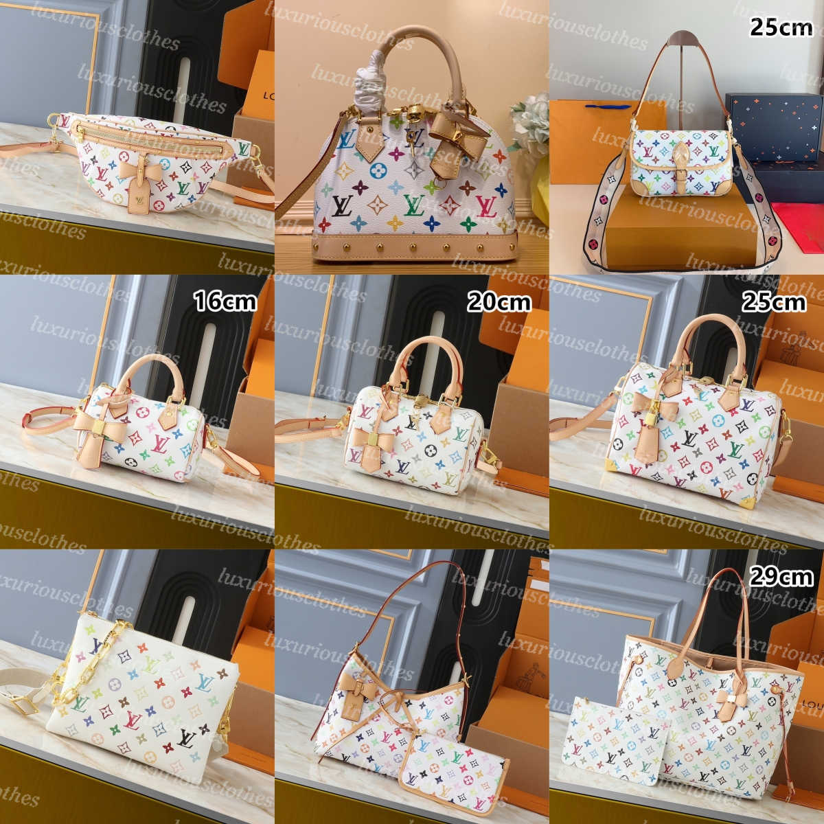 Monogram Multicolor Luxury bags leather Murakami Takashi handbag baguette speedys carryalls Embossed flower composite lady summer beach bag woman purse Y2K