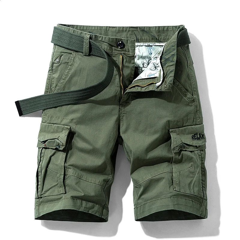 Cargo Shorts Men Spring Summer Cotton Bermuda Solid Denim Casual Multi-Pocket Pants Clothing Men Cargo Short 250218
