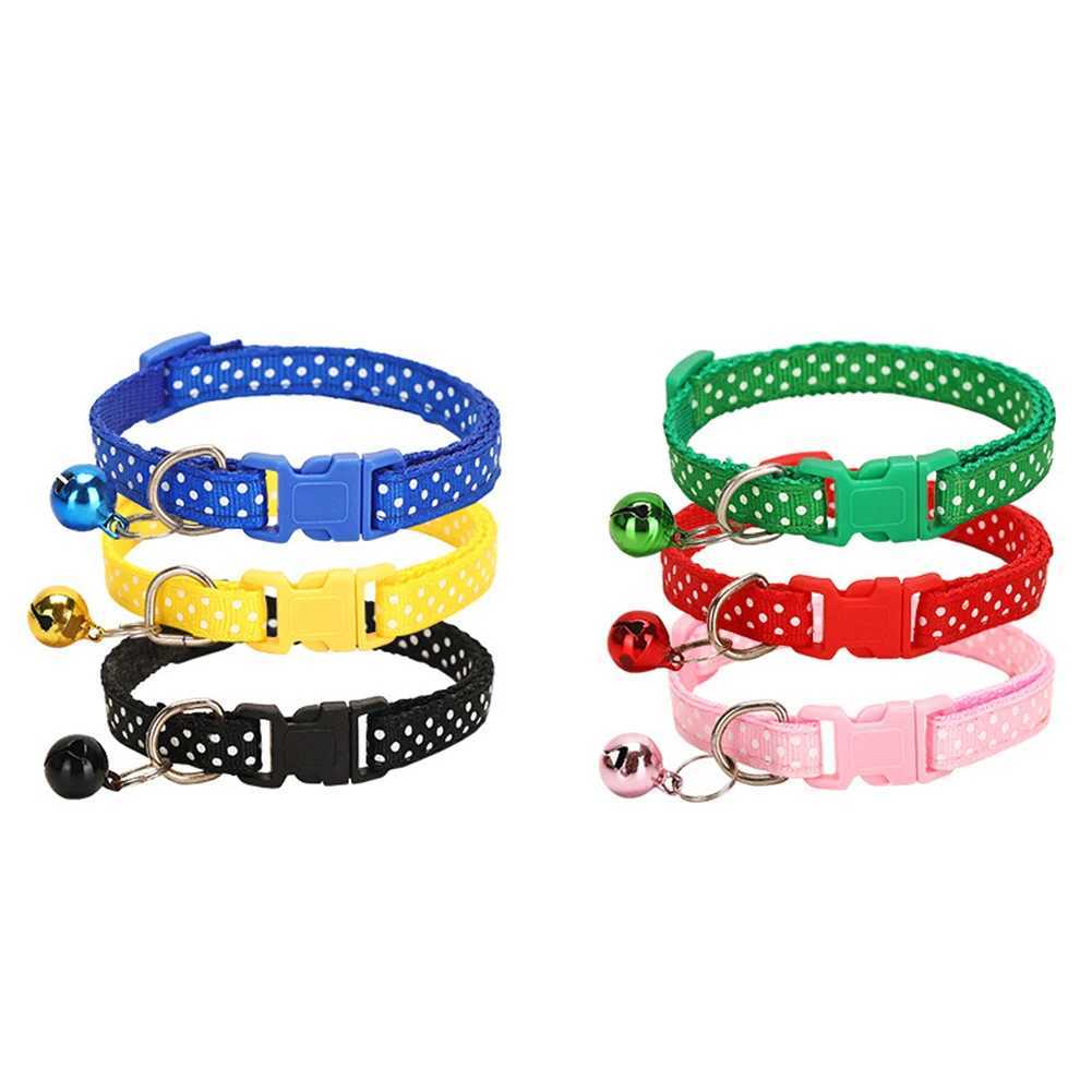 Cute Bell Collar For Cats Dog Collar Teddy Bomei Dog Cartoon Funny Wave Point Collars Pet Bell Collar Home Pet SuppliesXJ250218
