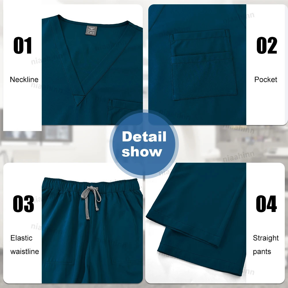 Nursing Scrubs Set Anti Wrinkle Clothing Wholesale Hospital Scrub Top Doctor Nurse Special Uniform Mens Wear 250219