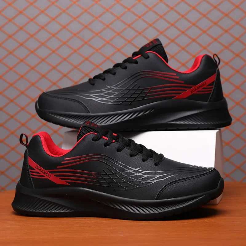 Running Shoes Men Big Size Casual Outdoor Flat Comfortable Walking Leather Tennis Shoes Lace-up Cheap Sneakers ManC250304