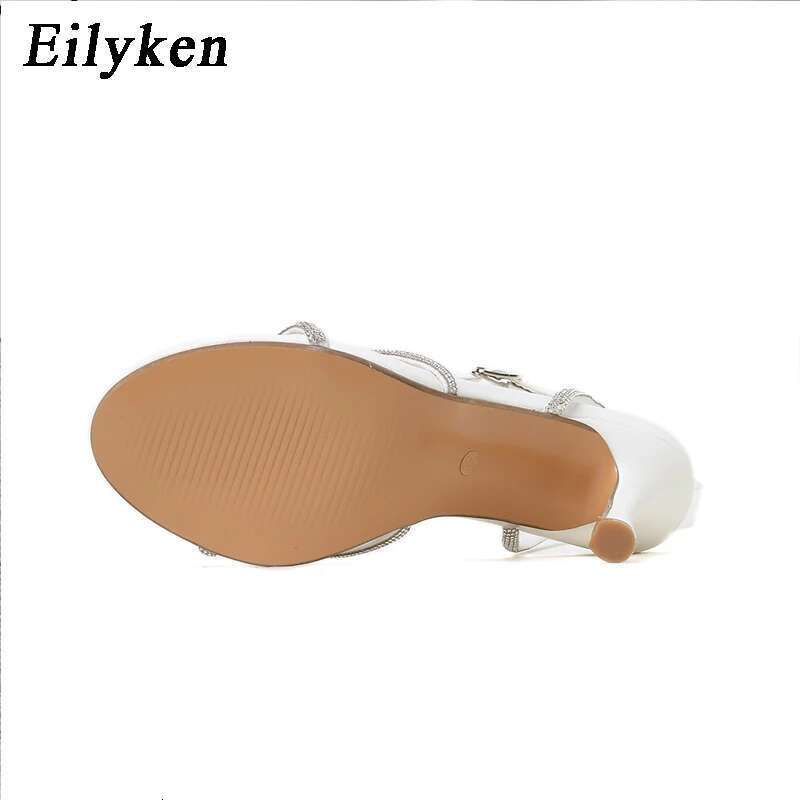 Fashion Design CRYSTAL Buckles High Heels Sandals Females Peep Toe Clip-On Strappy Ankle Strap Pole Dancing Women shoes