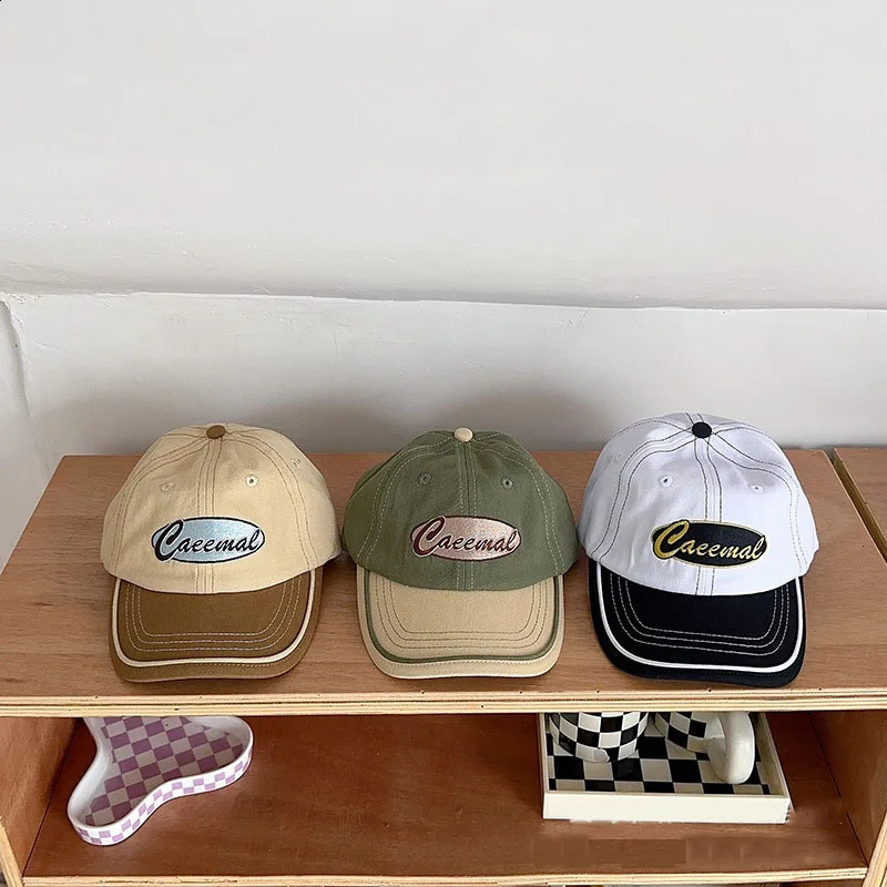 Fashion Letter Kids Baseball Caps For Girls Boys Korea Autumn Childrens Cap Simple Color Embroidery Kids Sun Hat 250219
