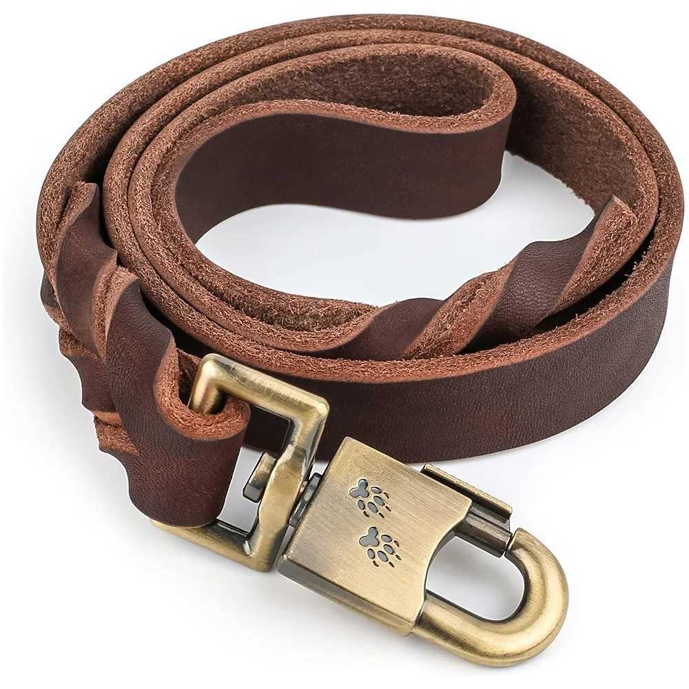 Genuine Leather Dog Leash 3/4/5 ft x 1 inch Soft and Strong Leather Leash for Large and Medium Dog Heavy Duty Dog Training LeashXJ250218