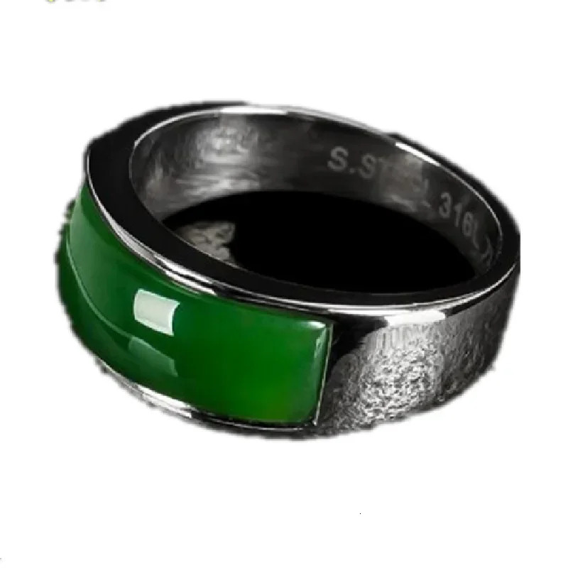 est Tian Biyu Saddle Open Ring S925 Silver Inlaid Emerald National Style Natural JadeiteElegant Jade Fine Jewelry 250218