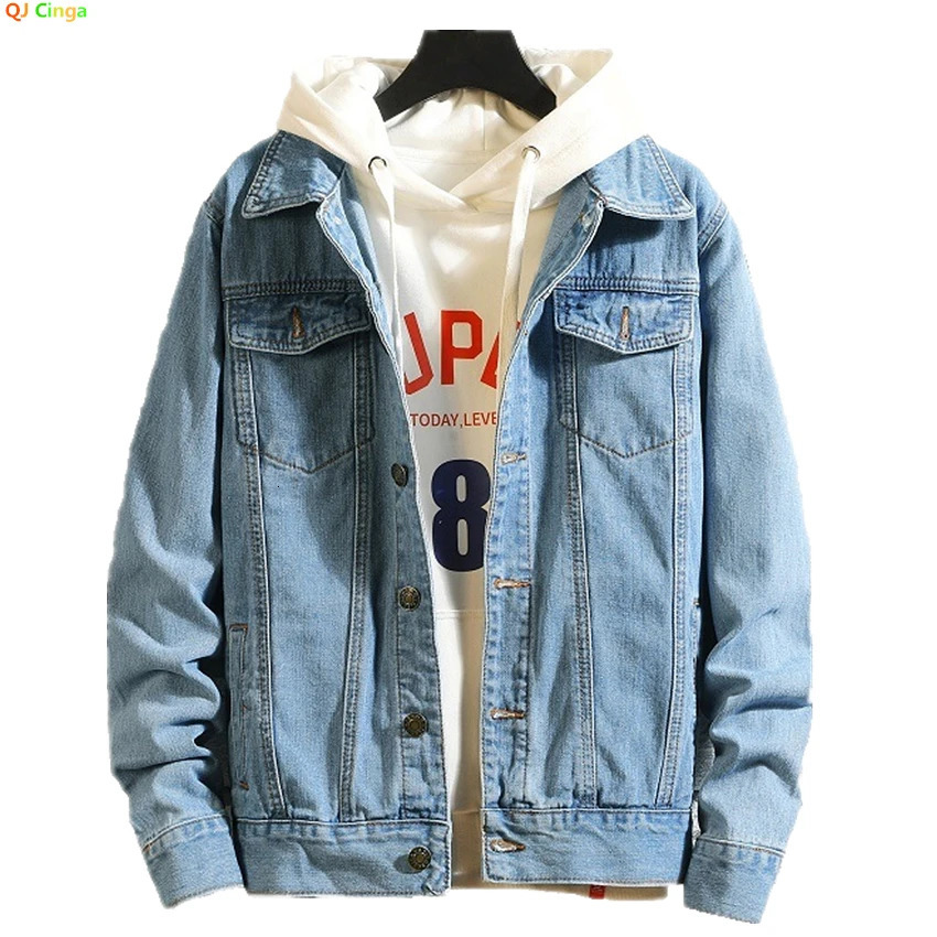 Blue Mens Denim Jacket Singlebreasted Lapel Coat Fashionable Casual Tops Black and Light Can Be SelectedM5XL 250214