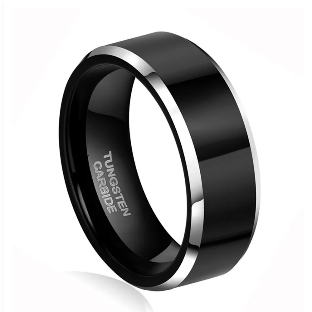 Somen 8mm 6mm Women Men Black Tungsten Carbide Ring Wedding Band Promise Marriage Couples Rings set Fashion alliance Jewelry 250213