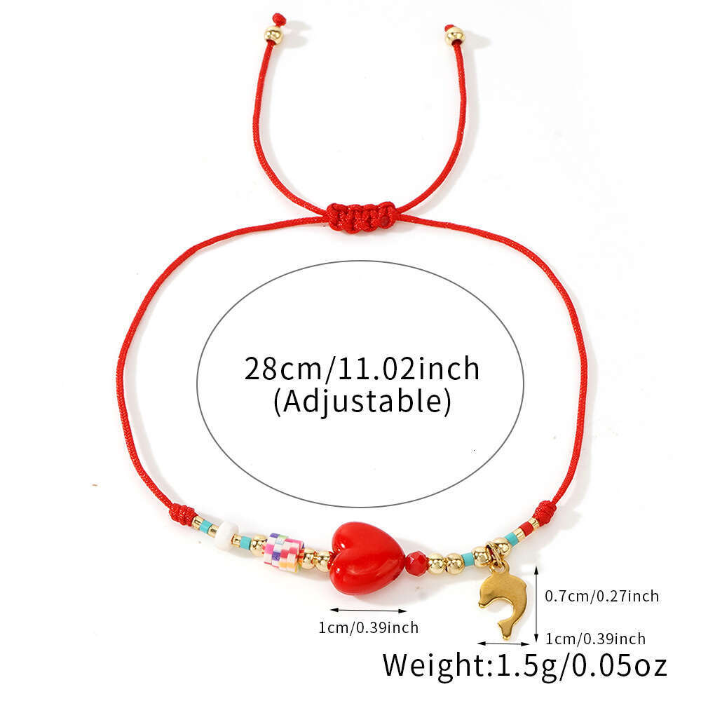 New Bohemian casual style colorful peach heart stainless steel palm LOVE fashion tag bracelet