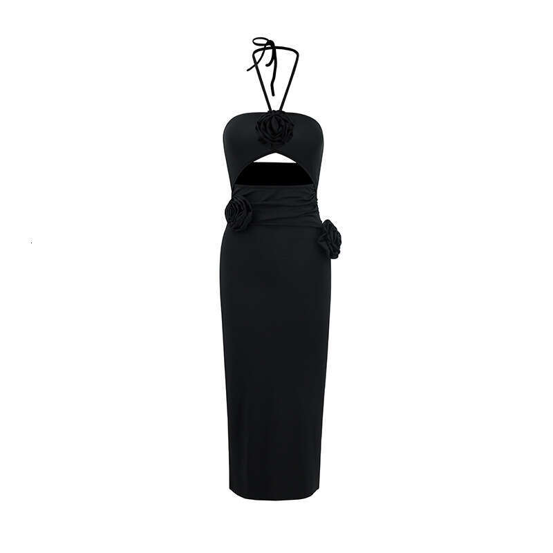 European American style sexy girl women's BM autumn and winter hot item ur hanging neck backless hollow out dress 2025 new casual fashion trend c
