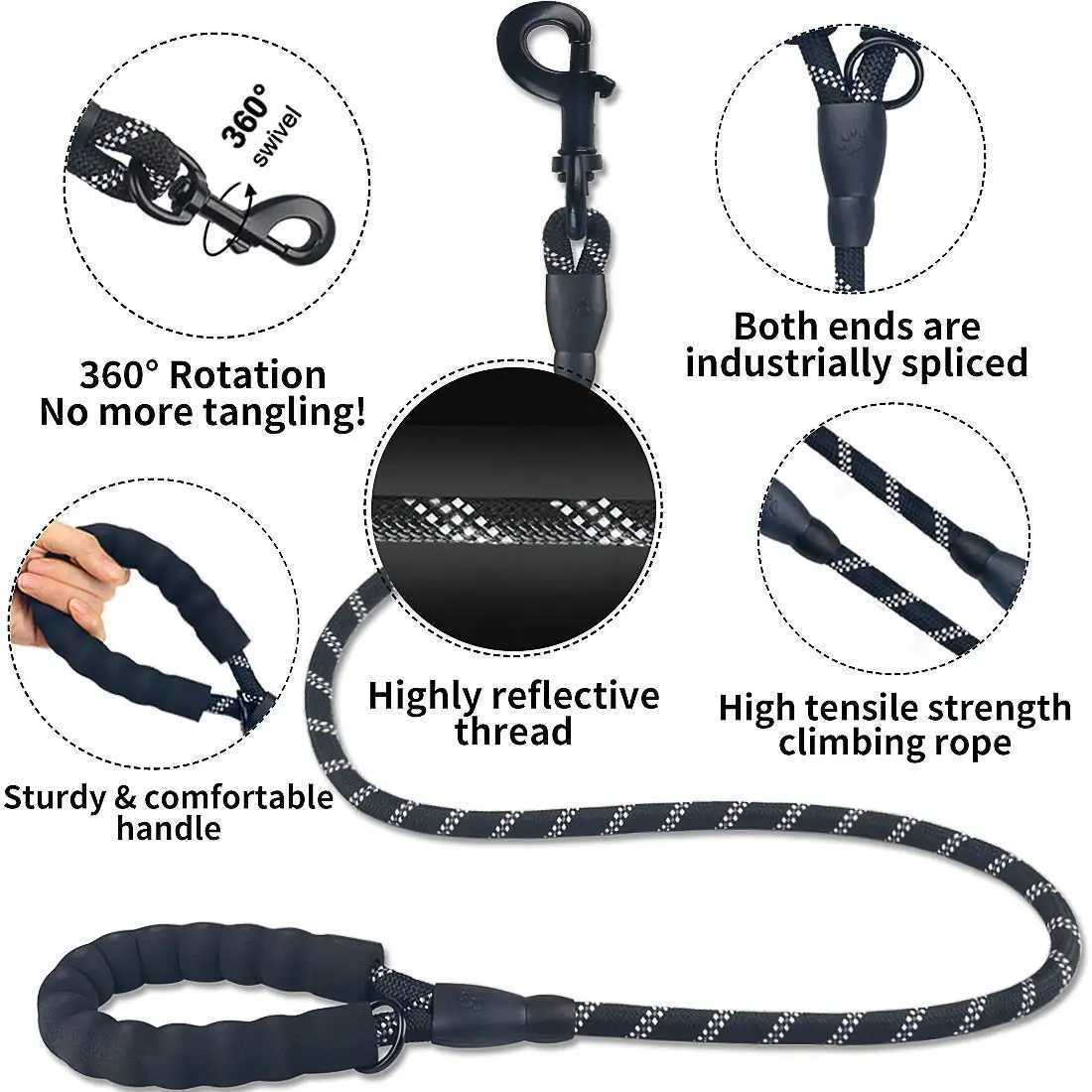 120/150/200/300CM Reflective Dog Leash Soft Handle Dog Leash Reinforced Leash for Small Medium Large Dogs Big Dog SuppliesXJ250218