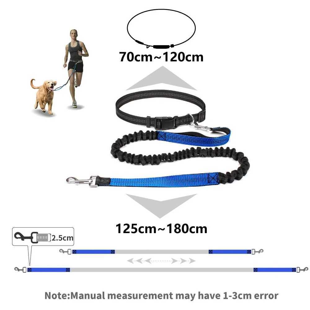 Reflective Leash Traction Rope Pet Dog Running Belt Elastic Hands Freely Jogging Pull Dog Leash Metal D-ring Leashes HarnessXJ250218